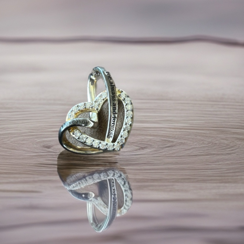 Zales "I Love You Always And Forever" Sterling & Diamond Interlocking Hearts - Picture 6 of 7